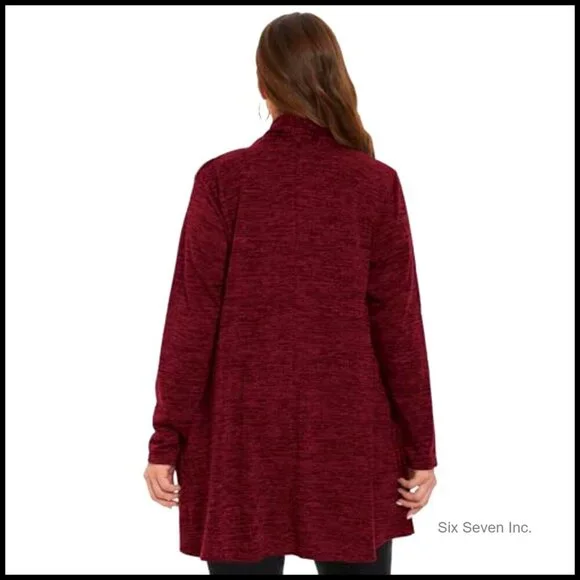 Open Front Cardigan Knit Sweater Oversized Loose Fit Long Sleeve with Pockets - Picture 5 of 7